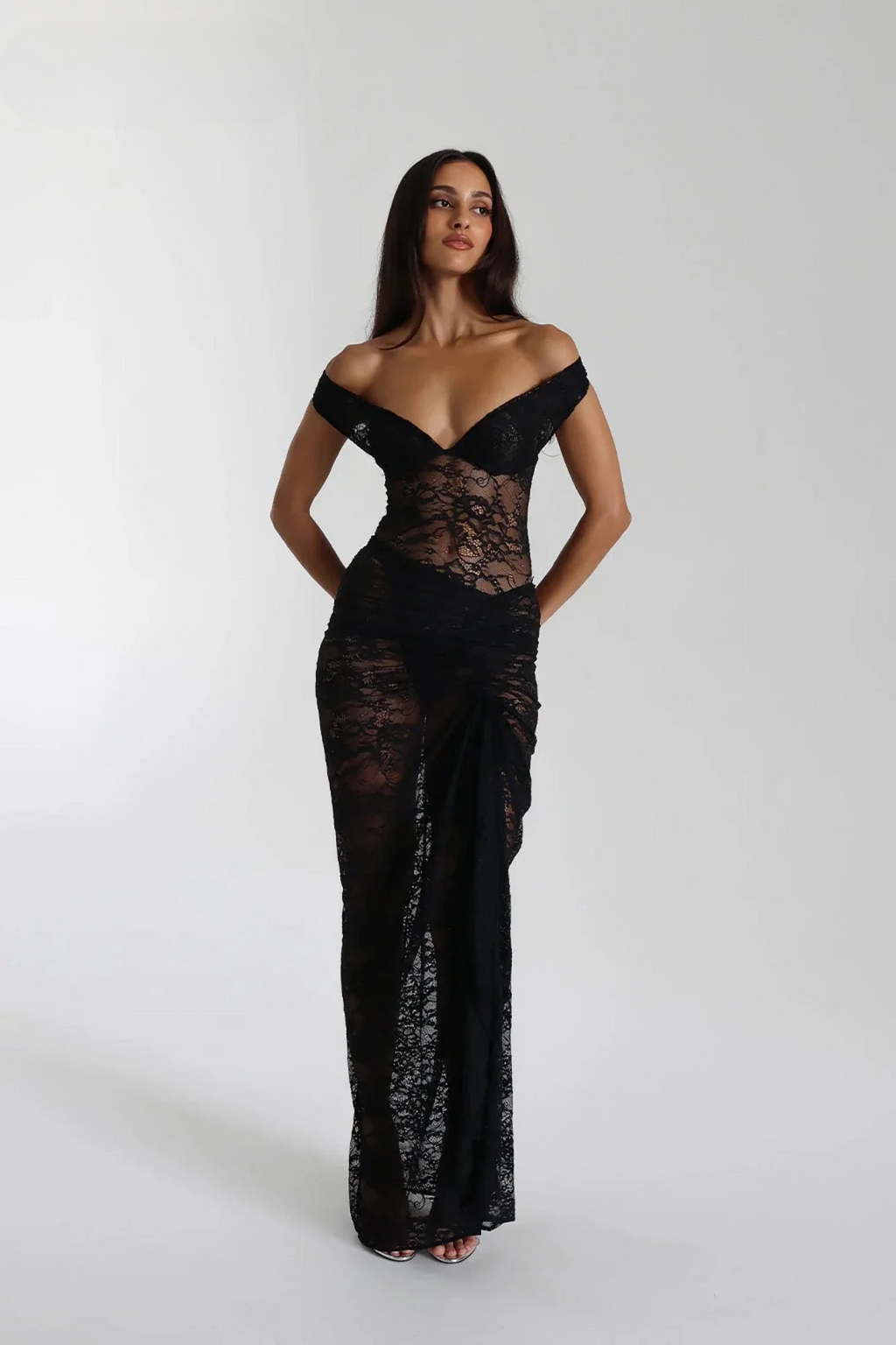 Sheer Lace Midi Dress