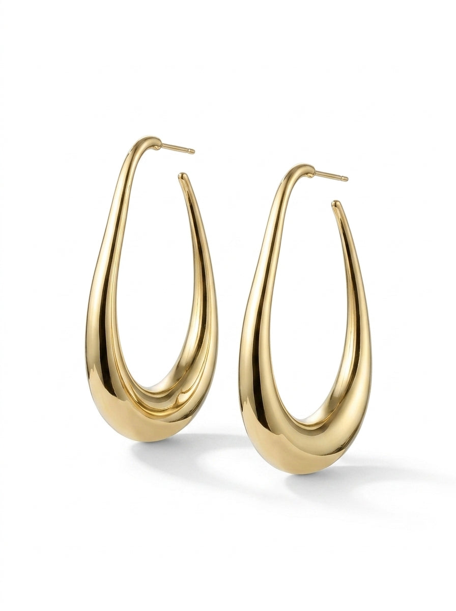 Gold Teardrop Hoop Earrings