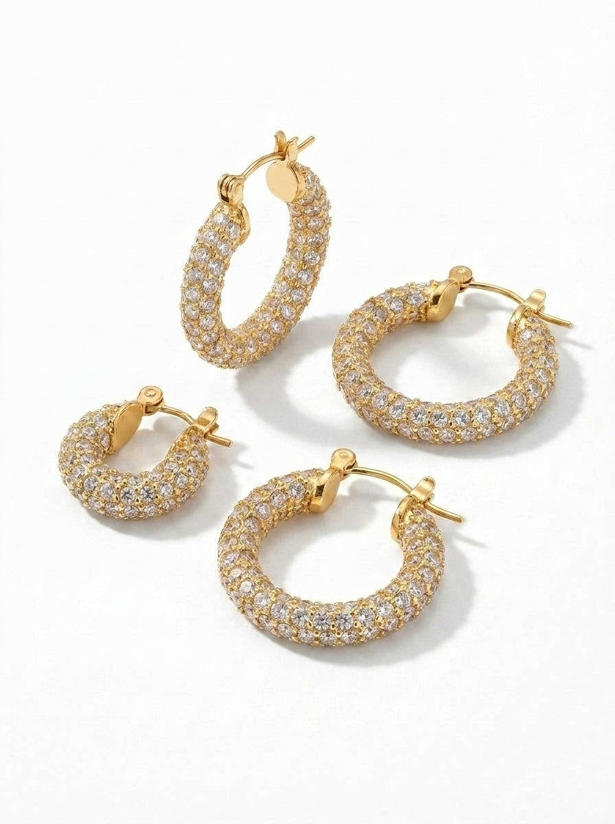Chunky Pavé Zirconia Hoop Earrings