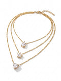 Cubic Zirconia Layered Pendant Necklace