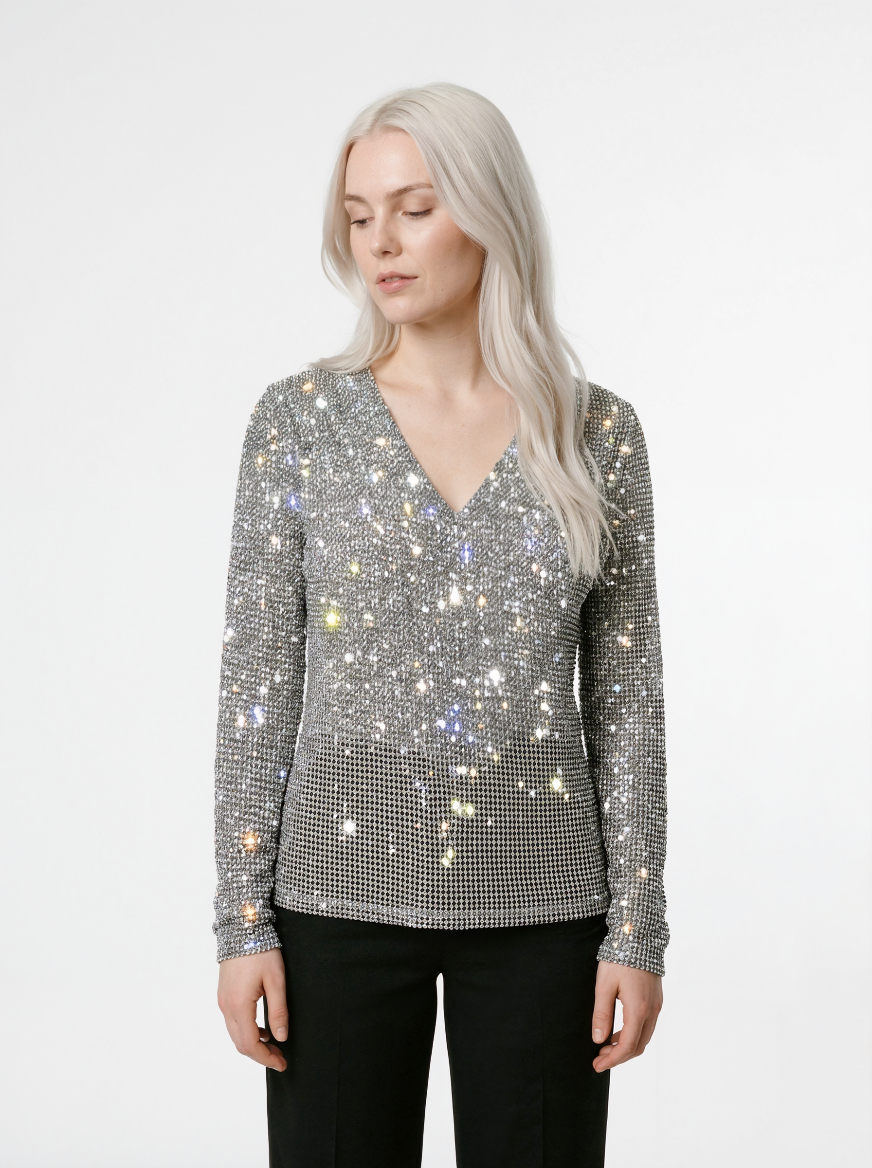 Sparkling V-Neck Blouse