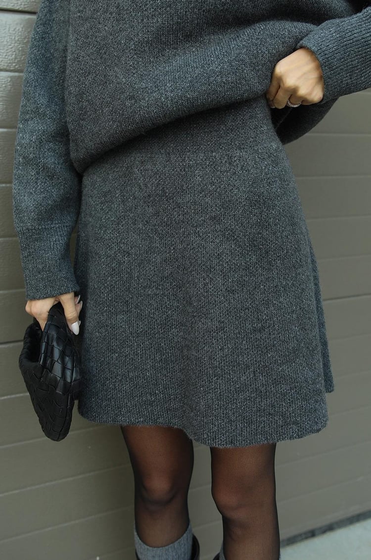 Relaxed Knit Top and Skirt Set