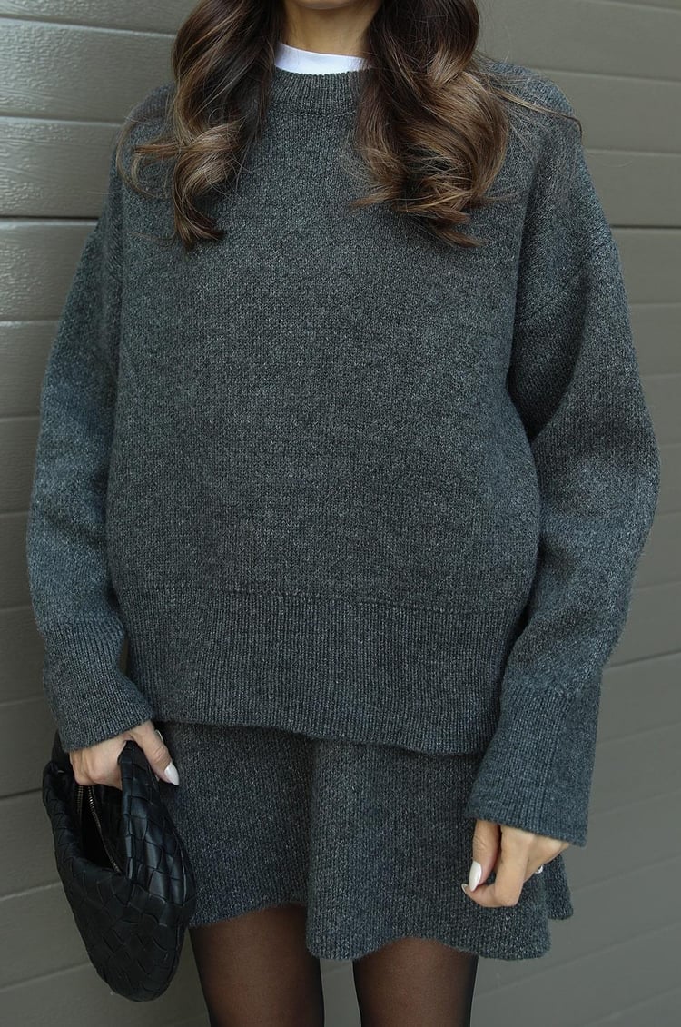 Relaxed Knit Top and Skirt Set
