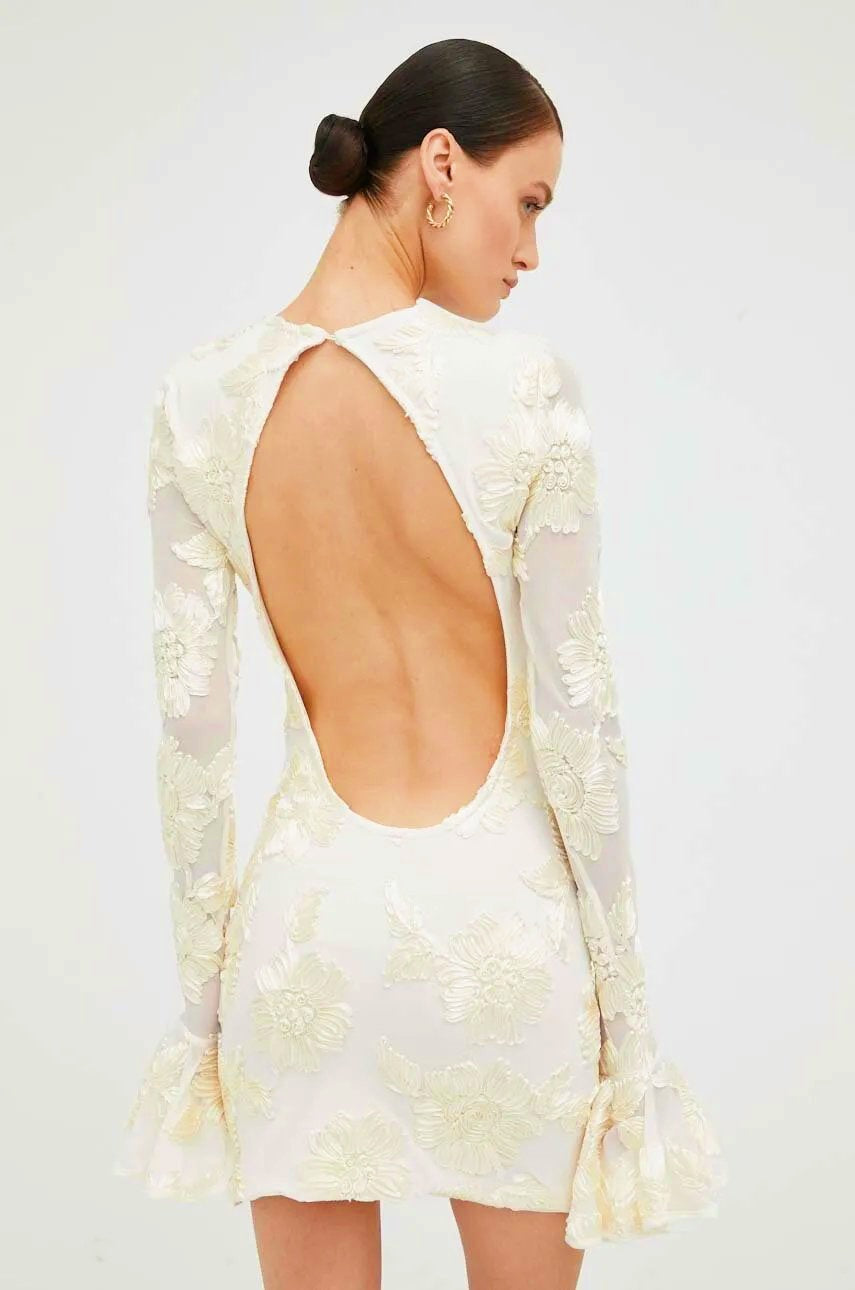Floral Embroidered Long Sleeve Mini Dress
