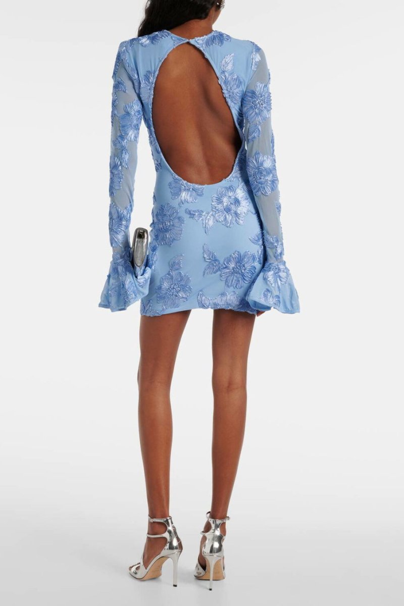 Floral Embroidered Long Sleeve Mini Dress