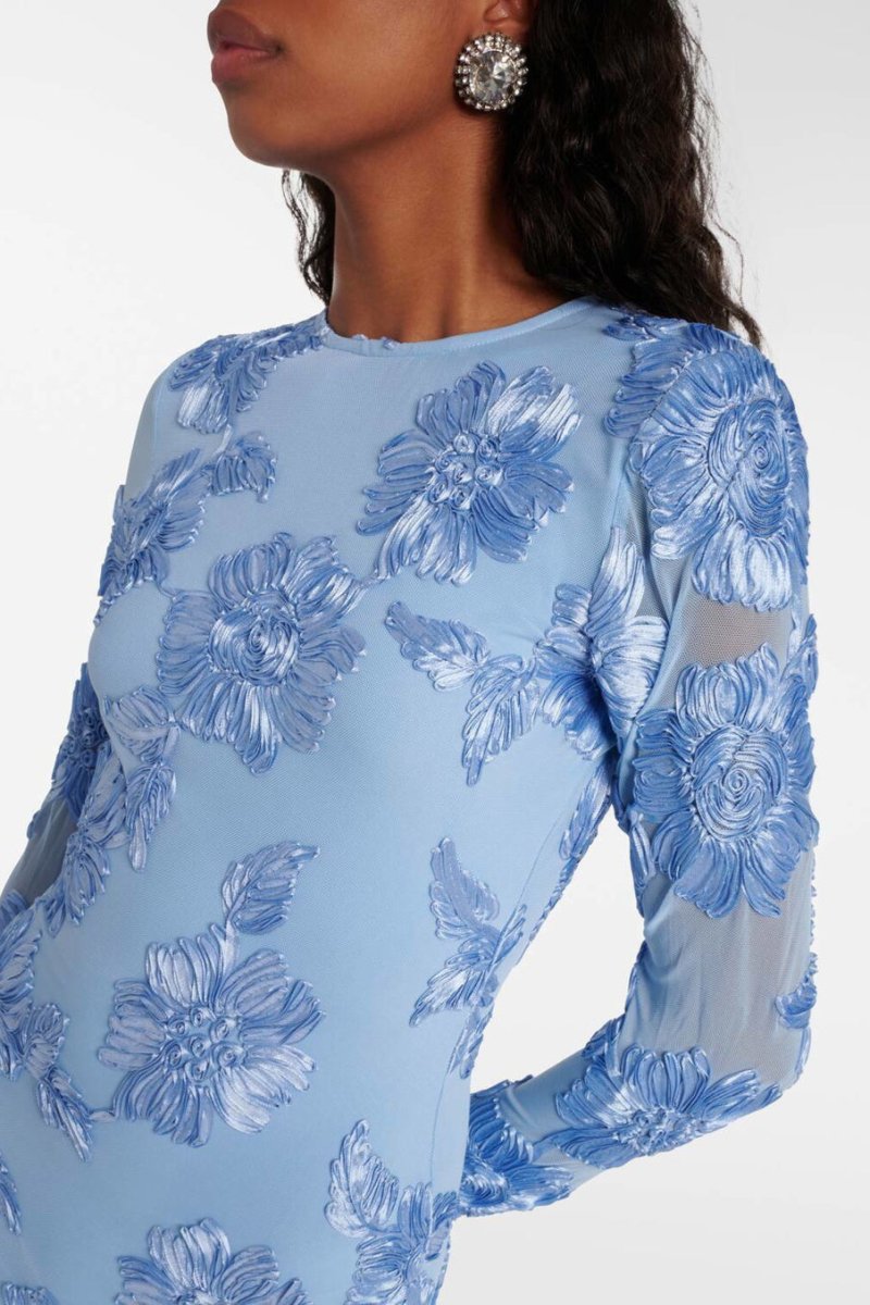 Floral Embroidered Long Sleeve Mini Dress