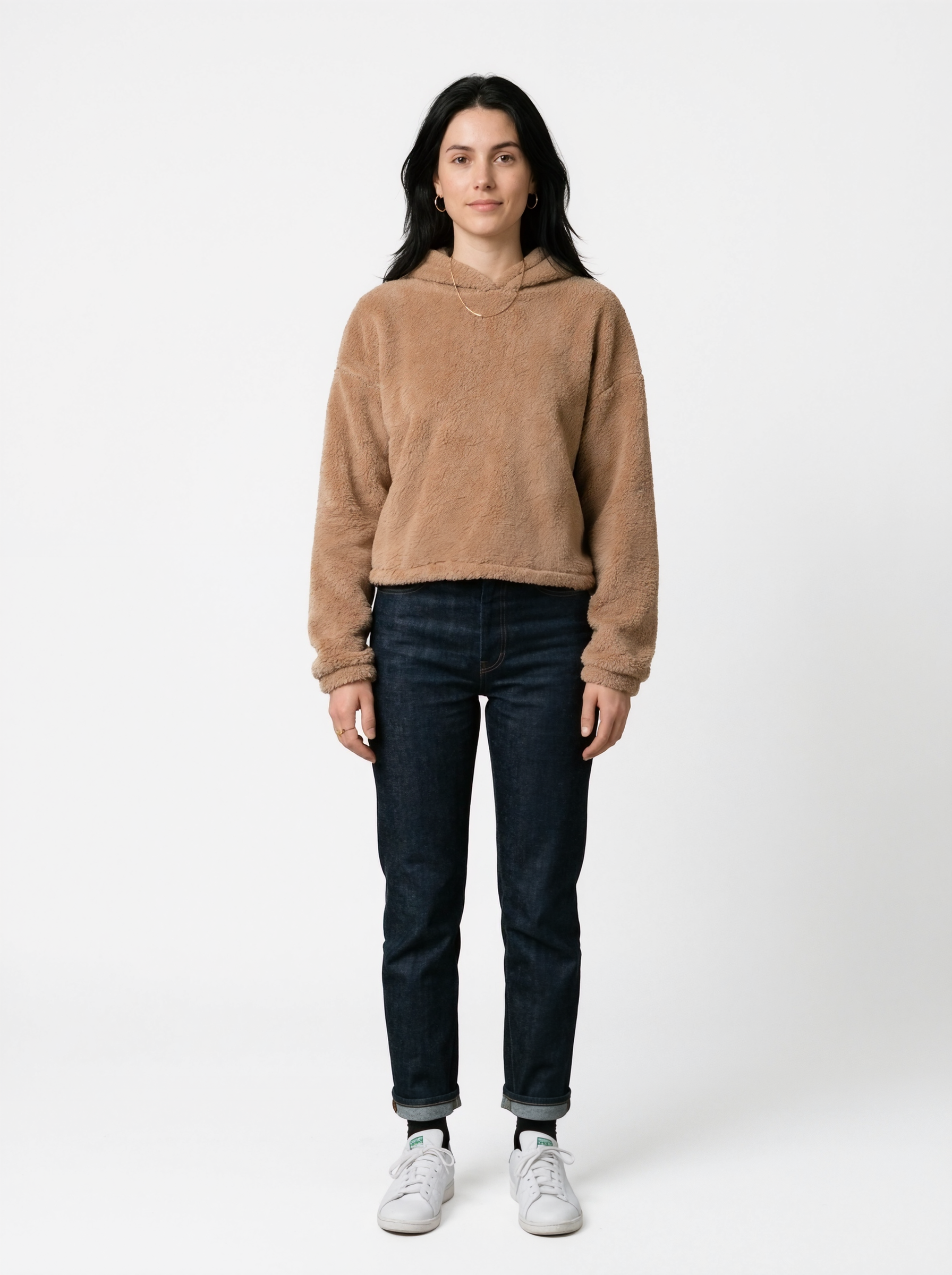 Fuzzy Cropped Hoodie Pullover
