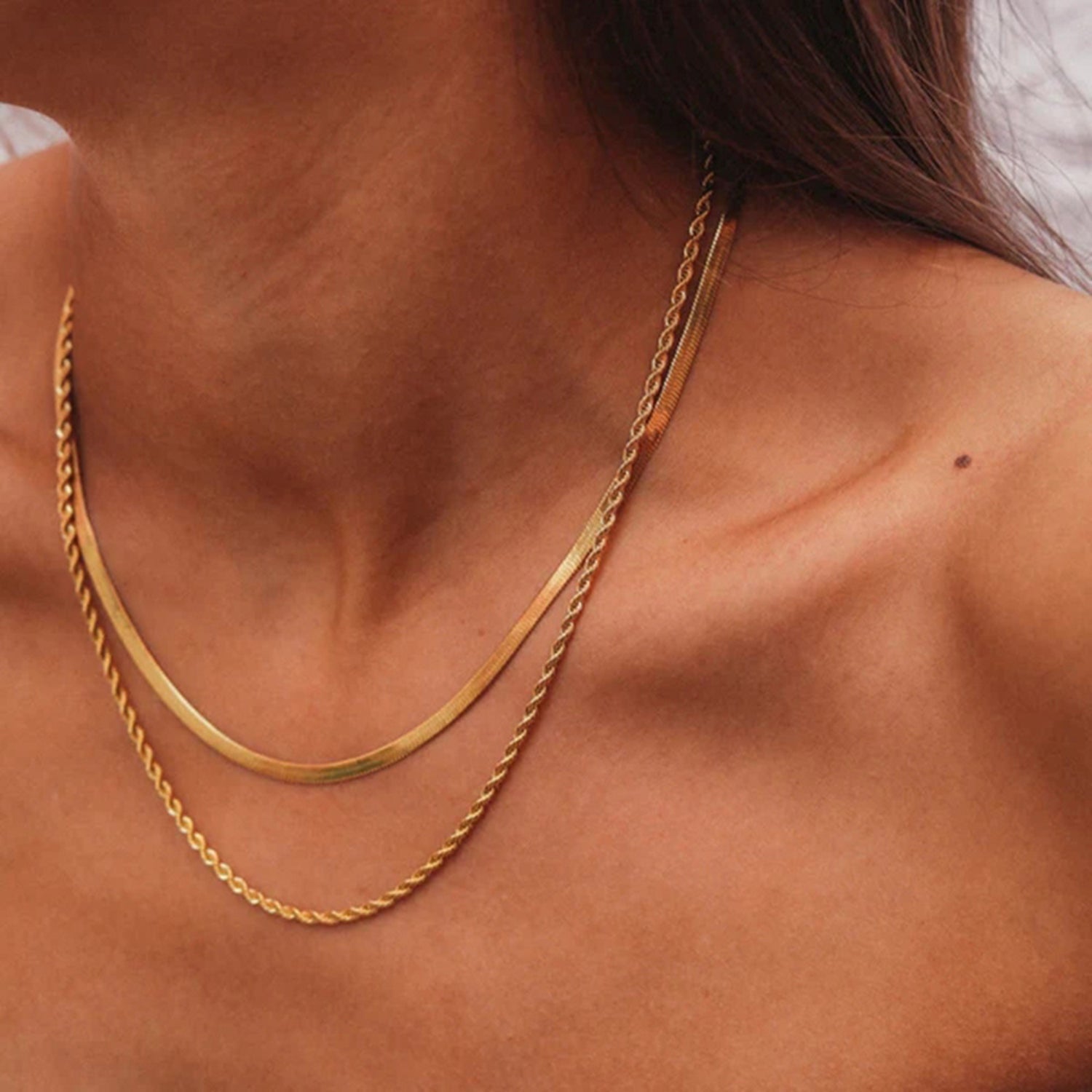 Minimalist Layered Gold Chain Necklace