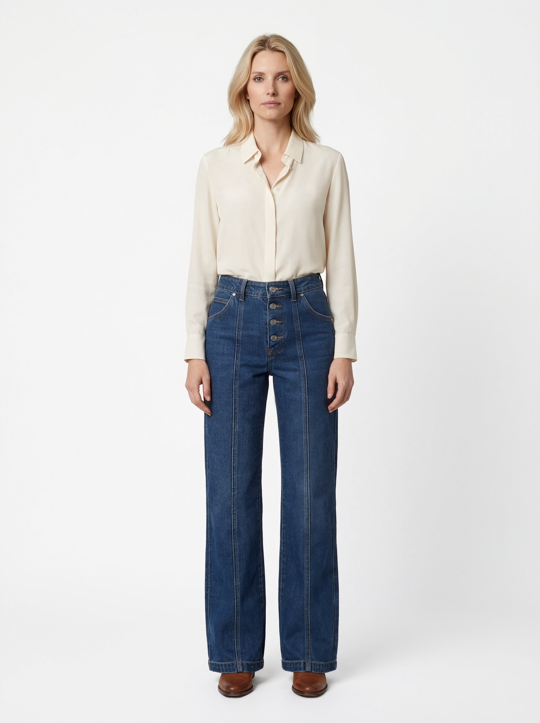 High Waist Wide Leg Denim Jeans