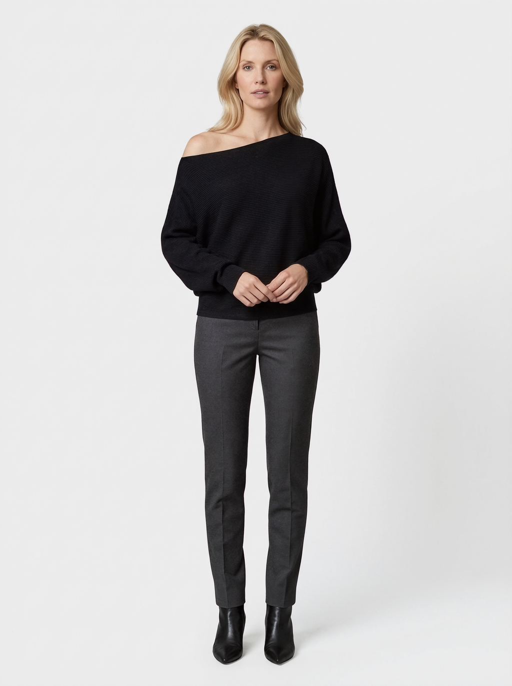 Ribbed Off-Shoulder Sweater