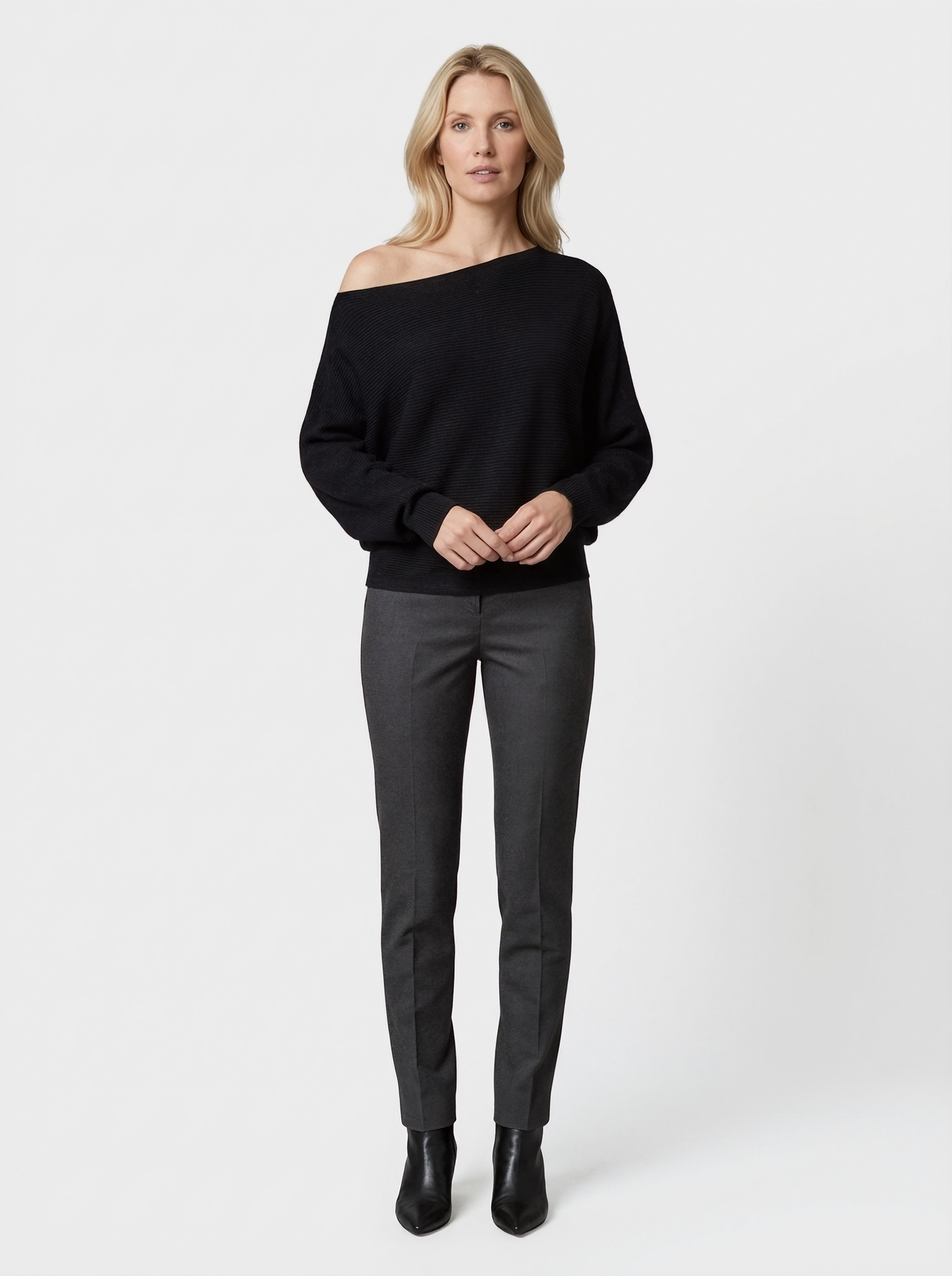 Ribbed Off-Shoulder Sweater