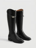 Buckle Strap Knee High Boots