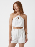 Summer White Halter Crop Top