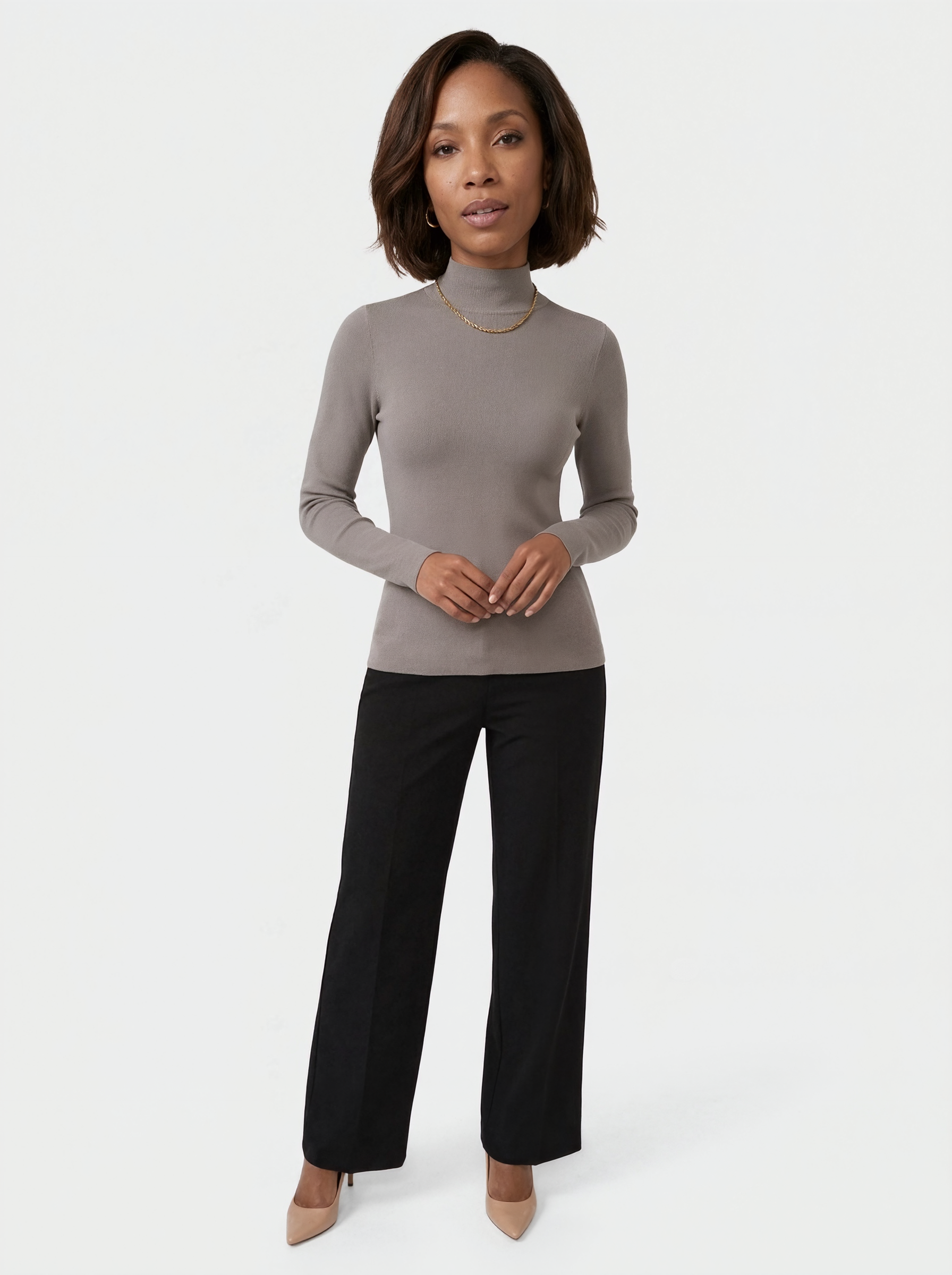 Ribbed Turtleneck Blouse