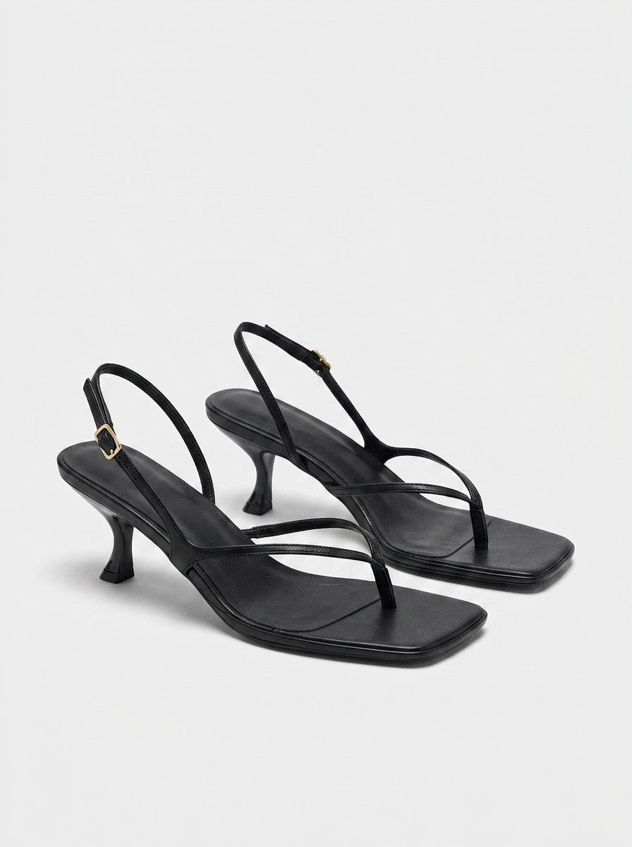 Square Toe Kitten Heel Slippers