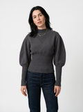 Ribbed Cropped Puff Sleeve Knit Sweater