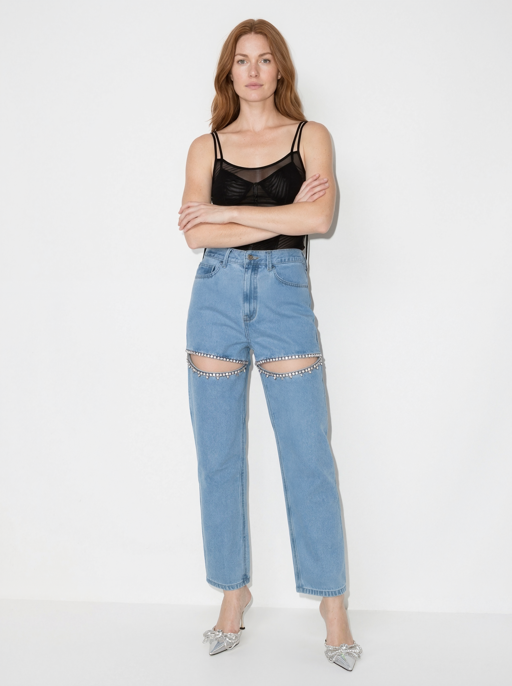 Strass Cut-Out Jeans