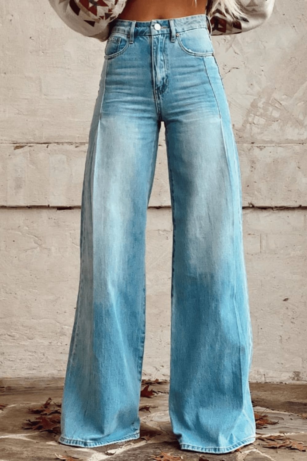 Wide Leg Denim Trousers