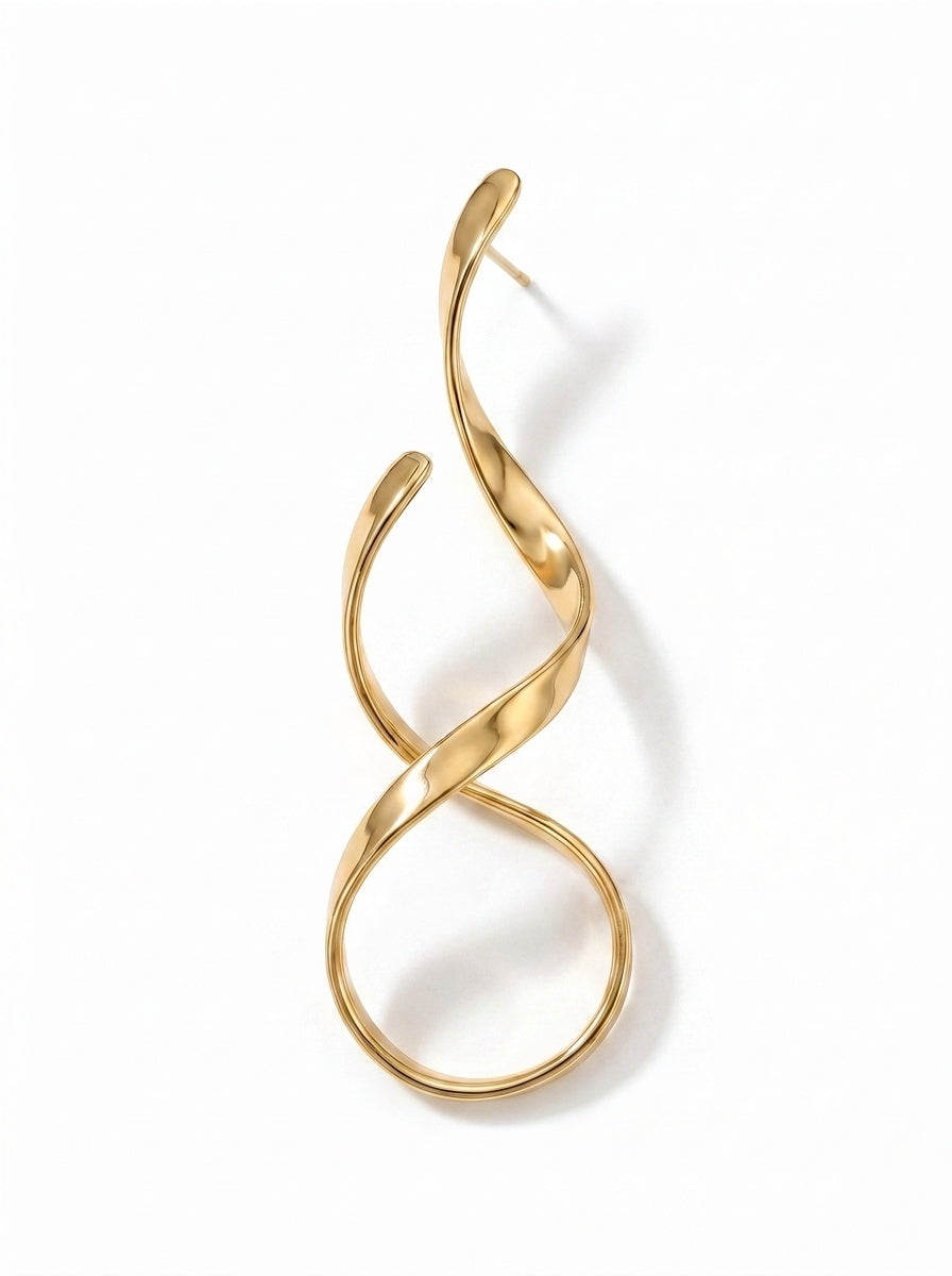 Stainless Steel Twisted Drop Earrings