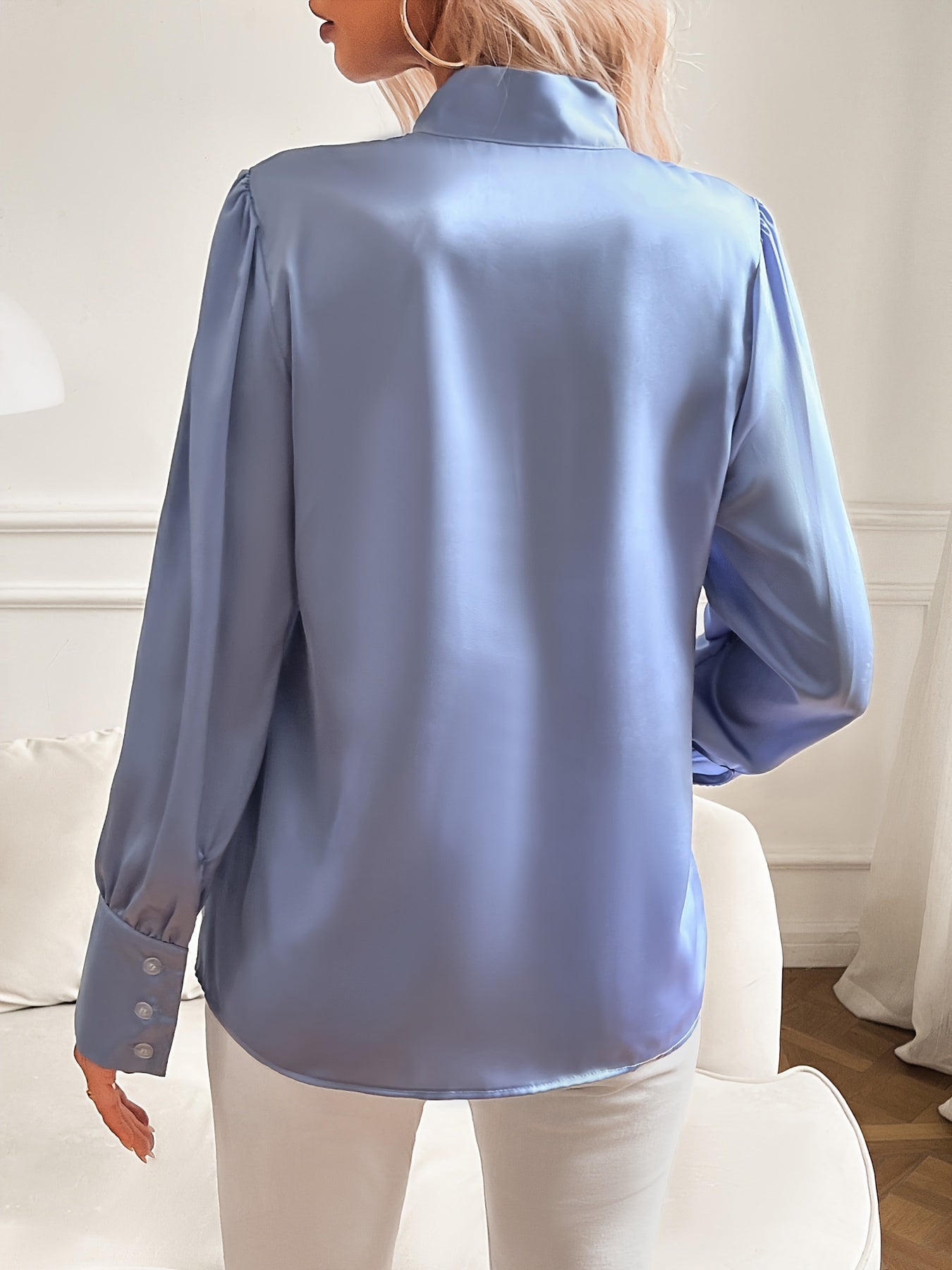 Bow Neck Long Sleeve Blouse