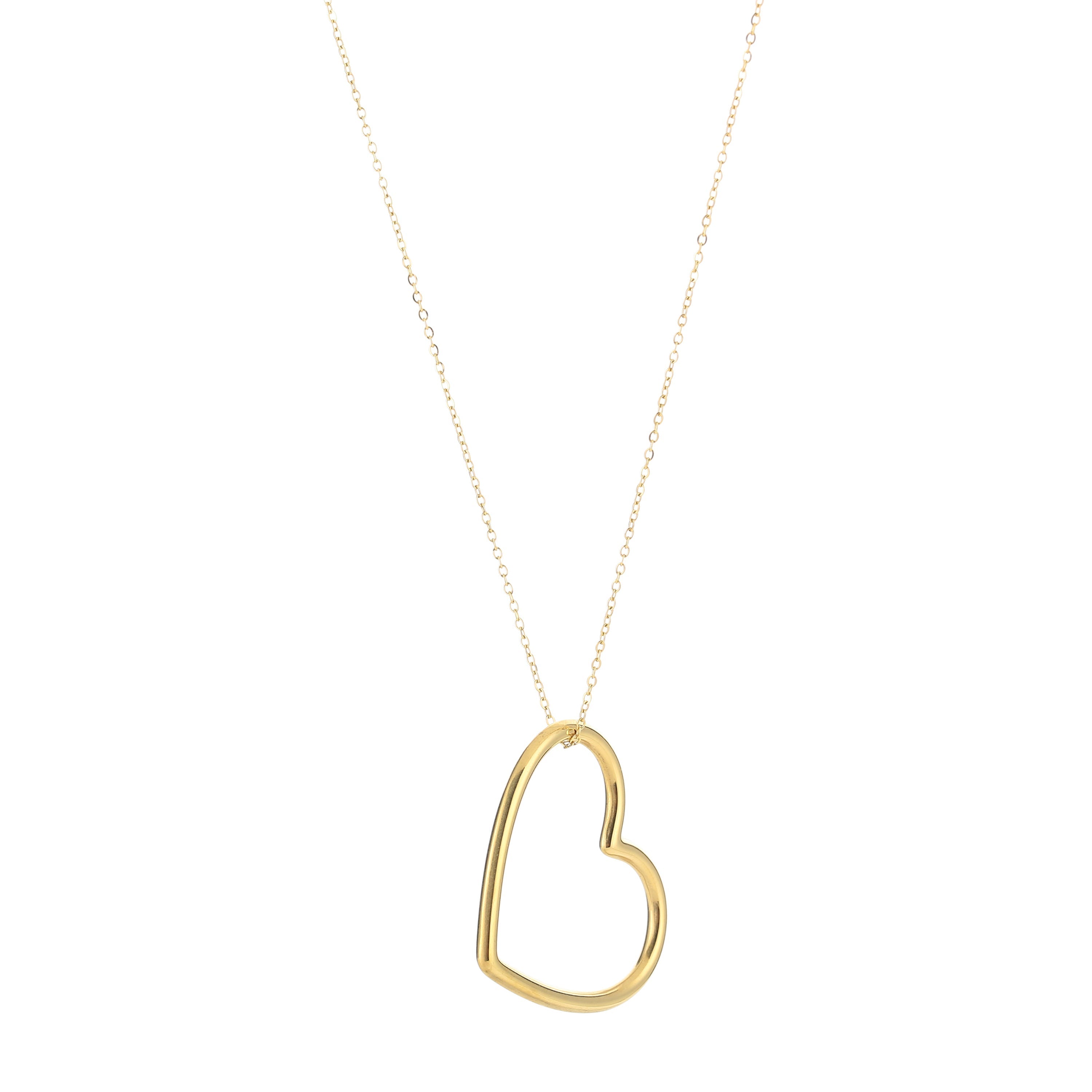 Minimalist Open Heart Pendant Necklace