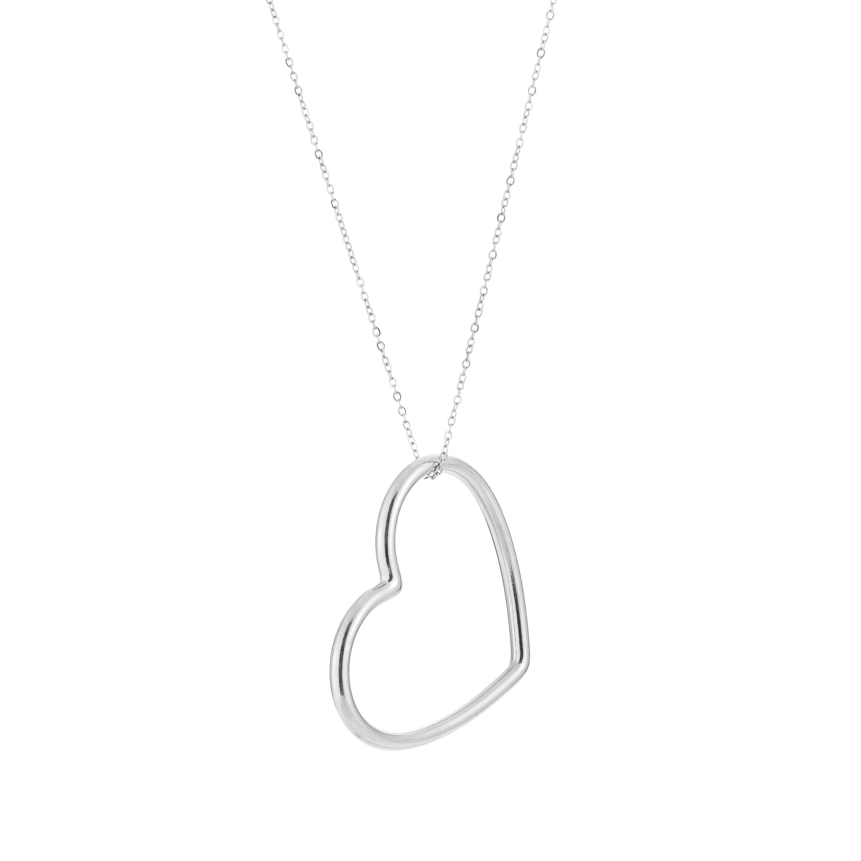 Minimalist Open Heart Pendant Necklace