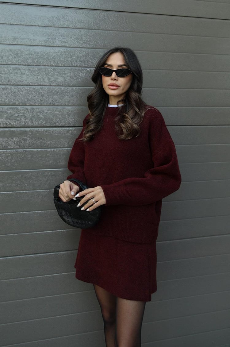 Relaxed Knit Top and Skirt Set