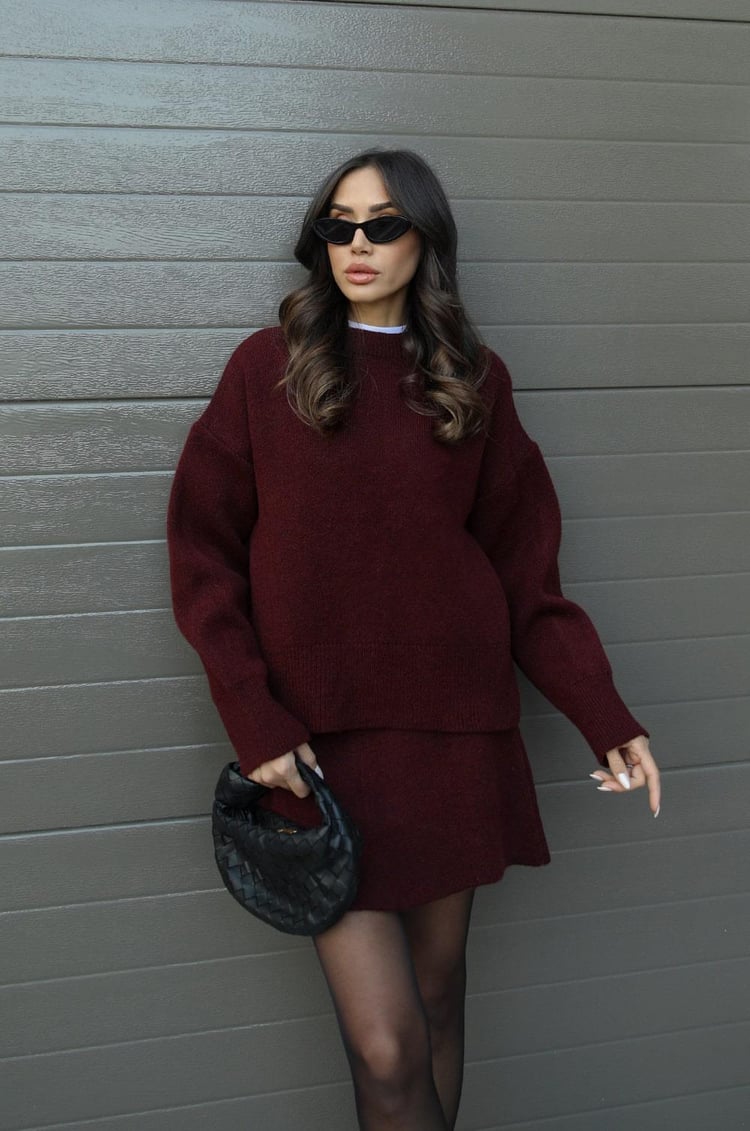 Relaxed Knit Top and Skirt Set
