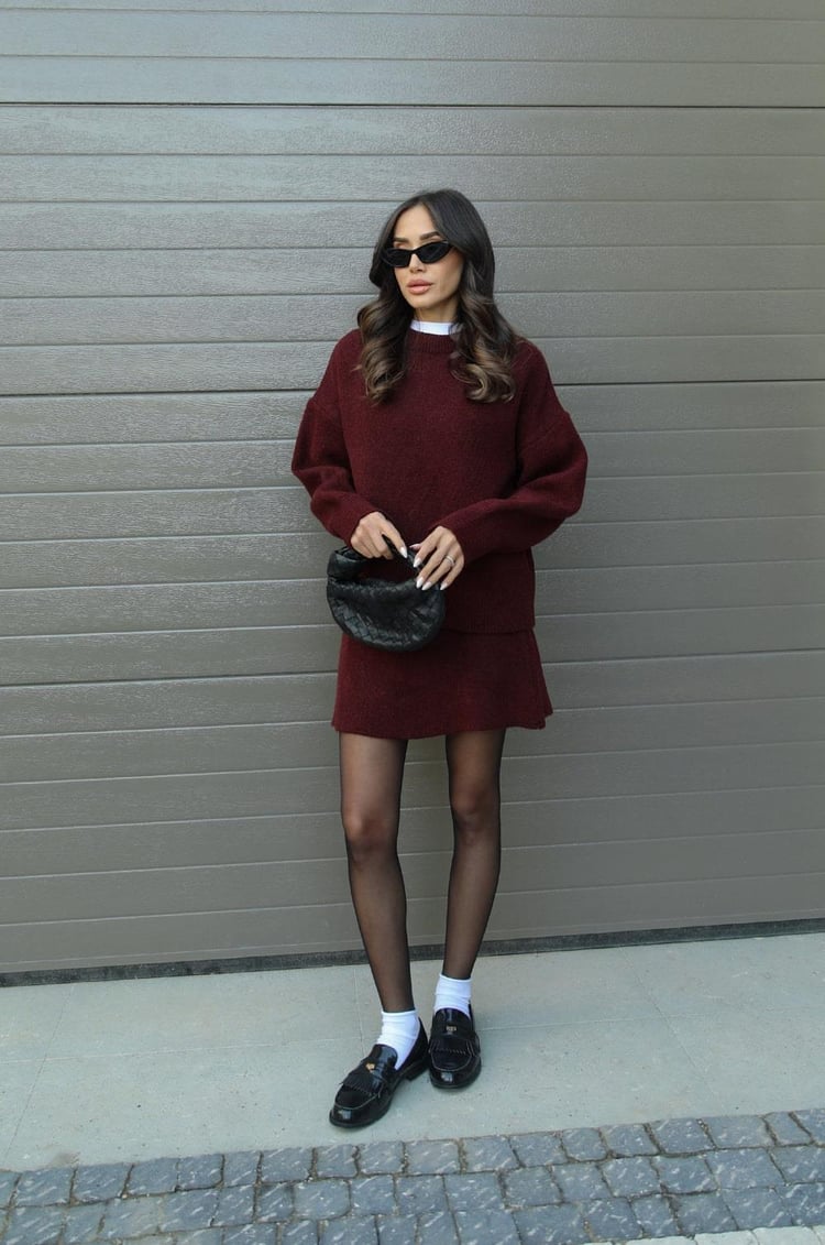 Relaxed Knit Top and Skirt Set