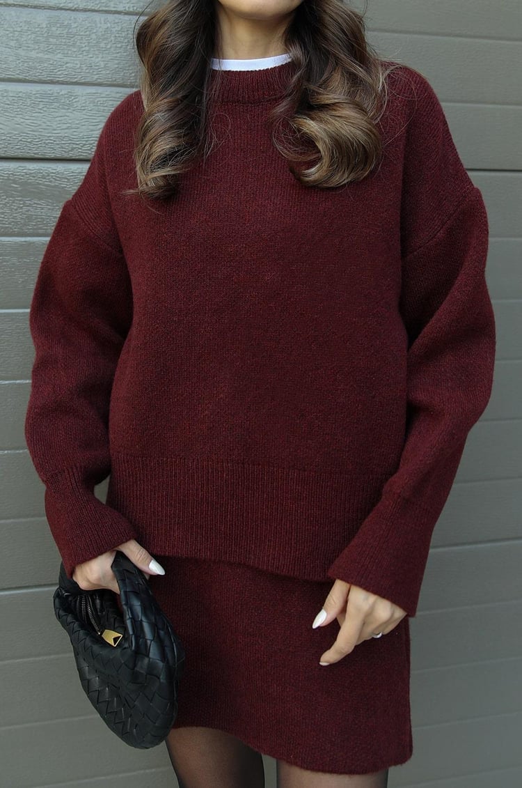Relaxed Knit Top and Skirt Set