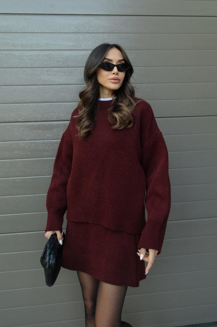 Relaxed Knit Top and Skirt Set