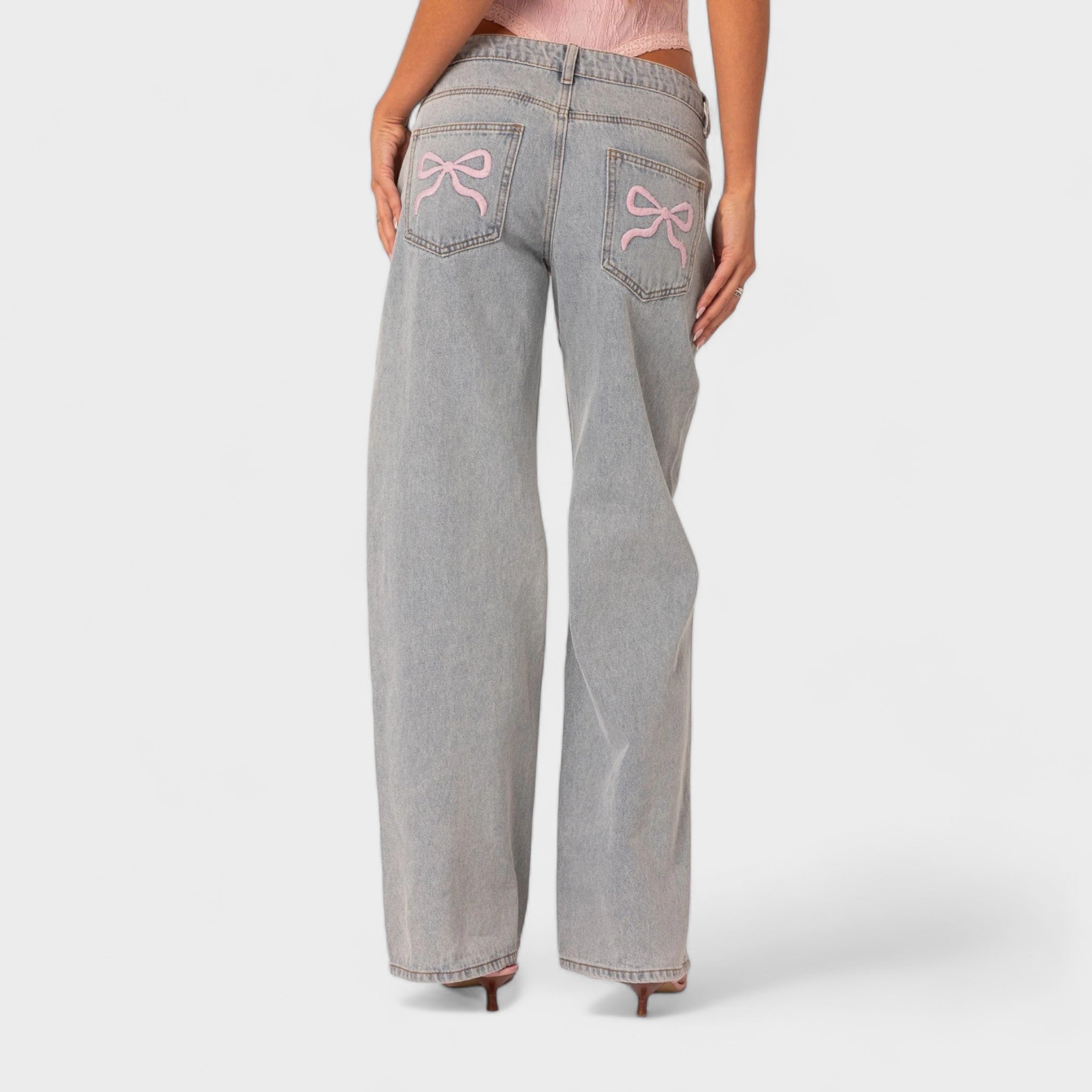 High Waist Light Wash Straight Leg Jeans