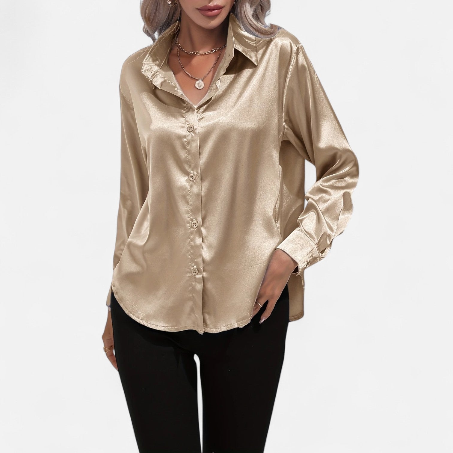 Satin Long Sleeve Blouse