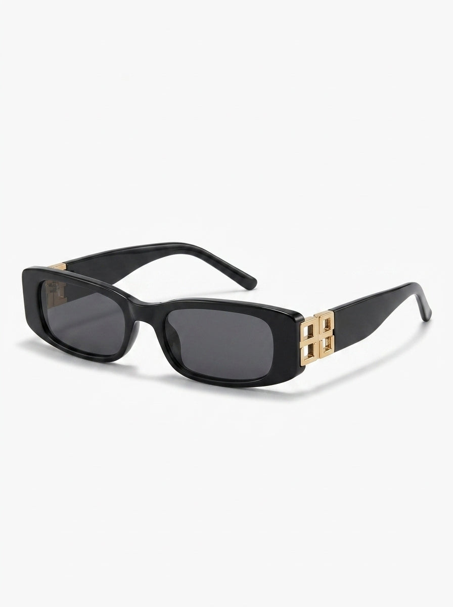 Retro Black Rectangular Sunglasses