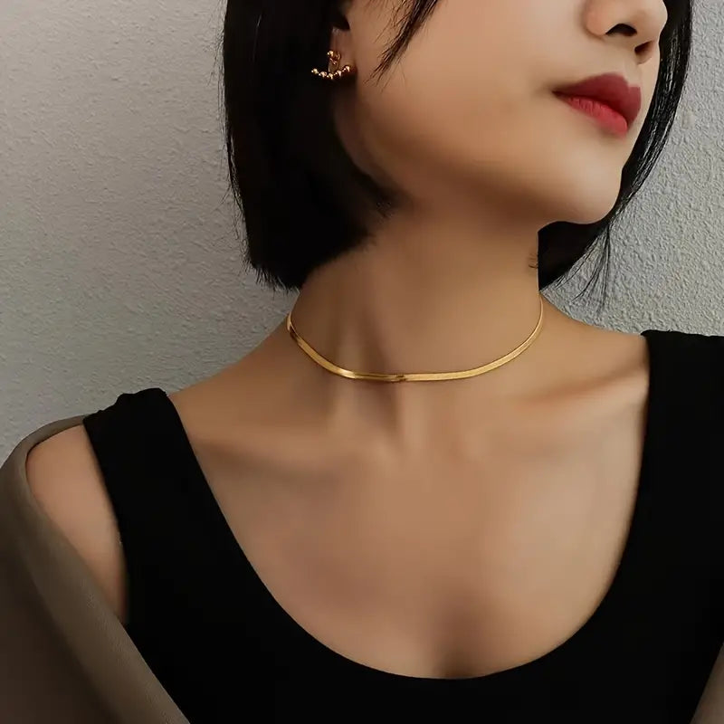 Gold Herringbone Necklace