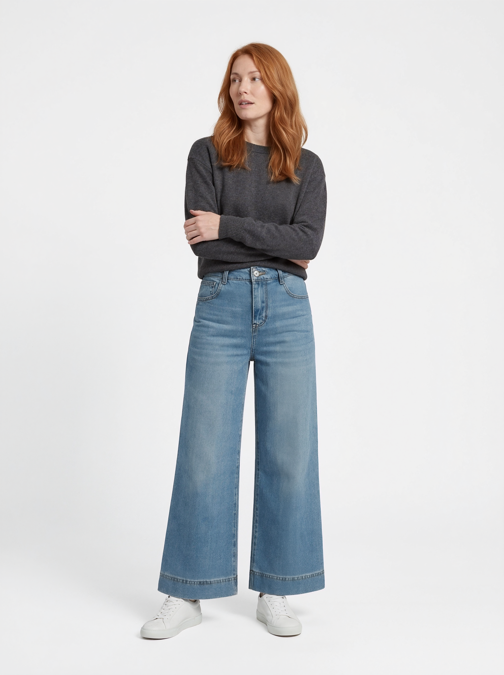 High Waist Flared Denim Trousers