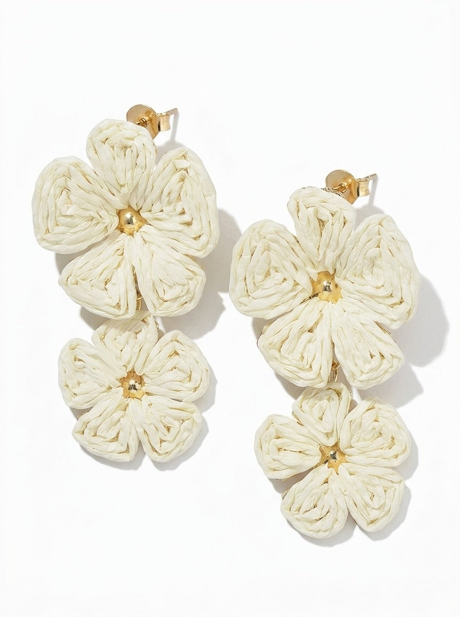 Summer Raffia Floral Drop Earrings