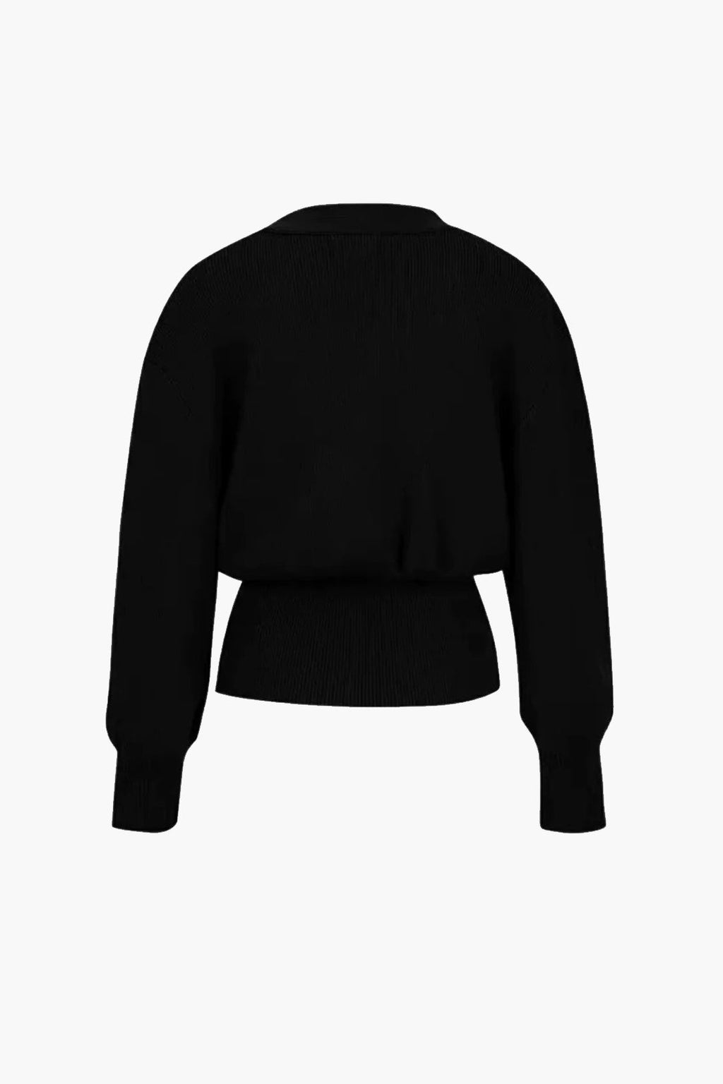 Ribbed Knit Wrap Top with Gold Button