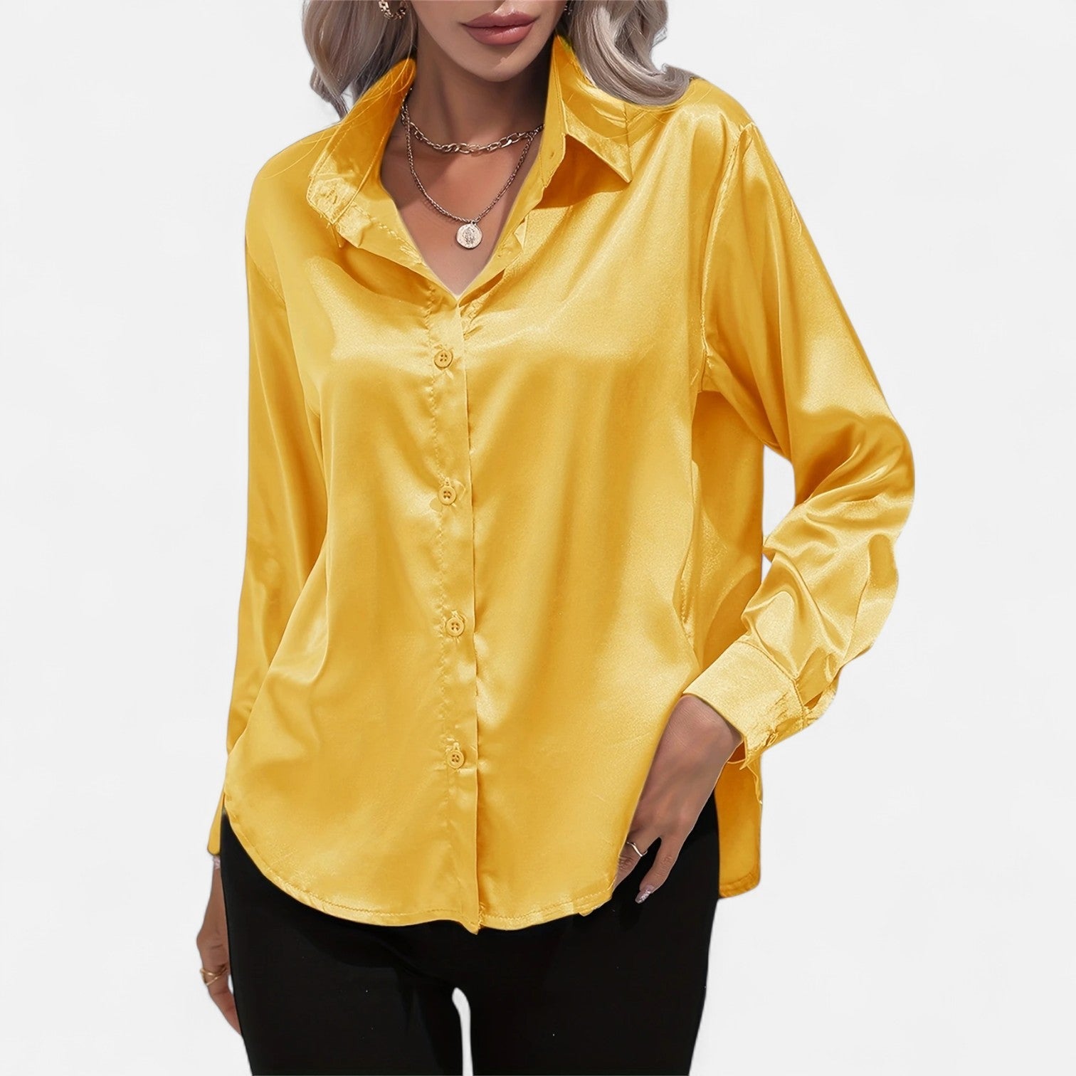 Satin Long Sleeve Blouse