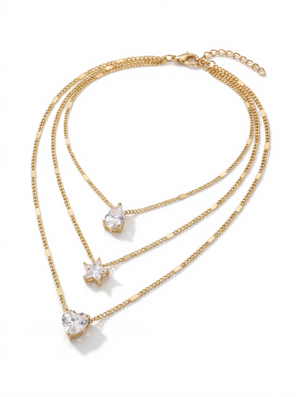 Cubic Zirconia Layered Pendant Necklace
