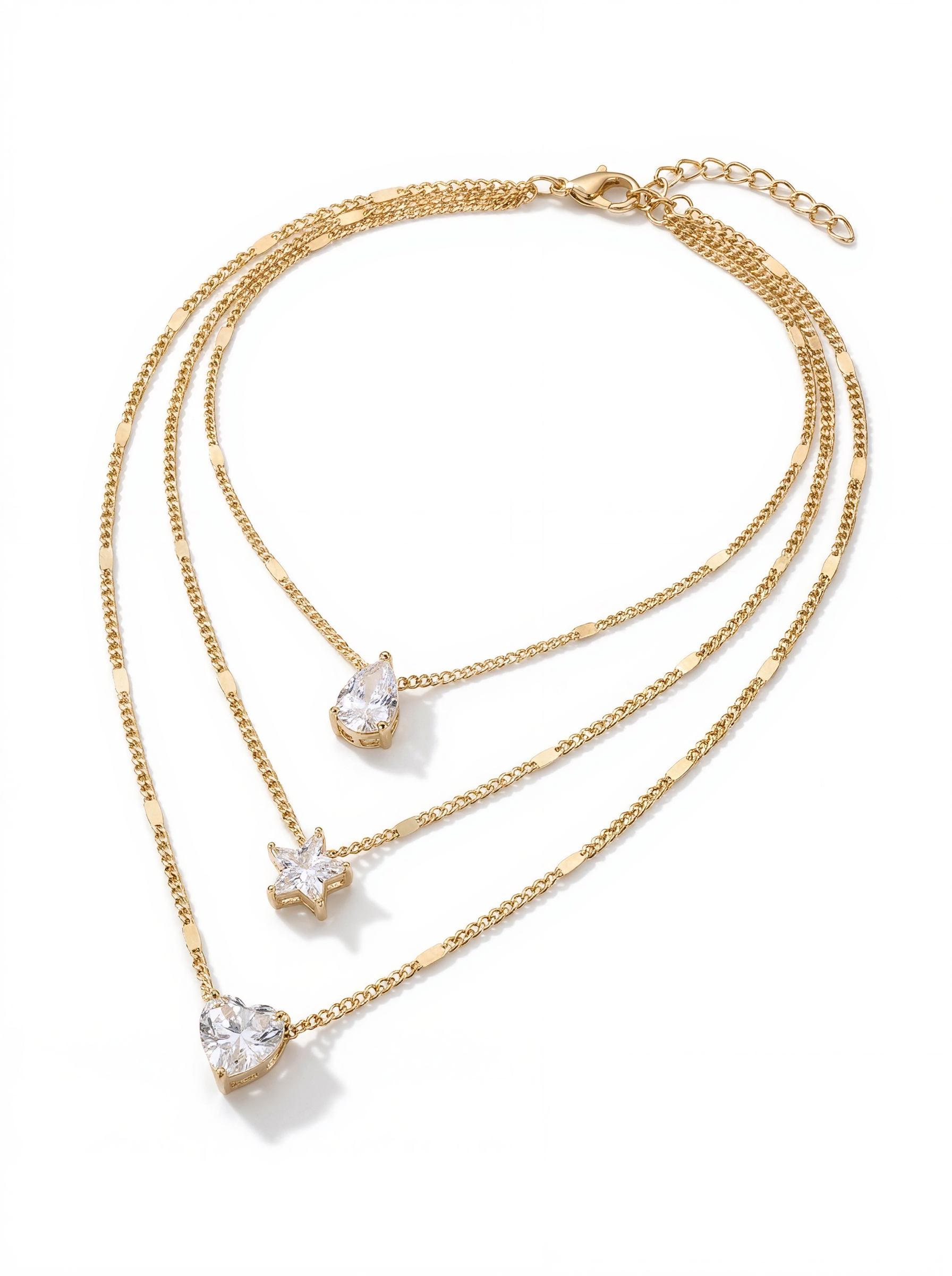 Cubic Zirconia Layered Pendant Necklace