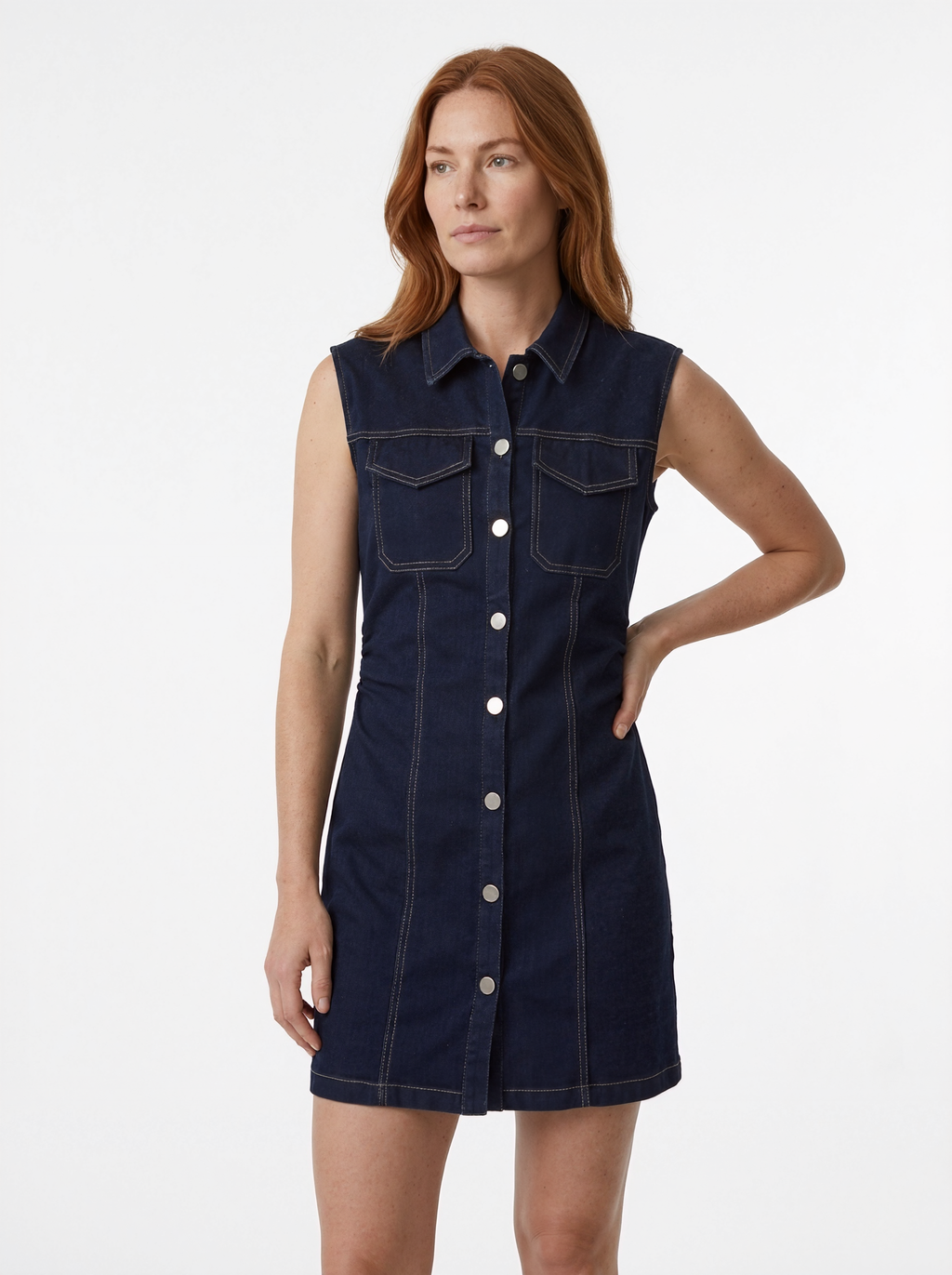 Sleeveless Denim Mini Dress