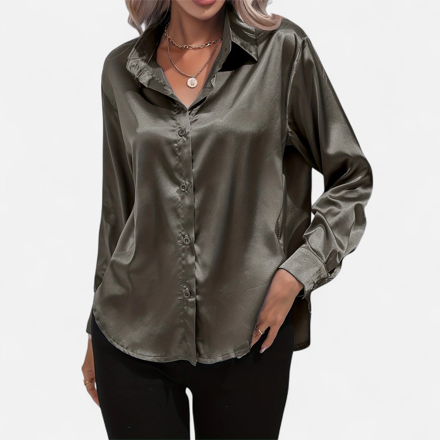 Satin Long Sleeve Blouse