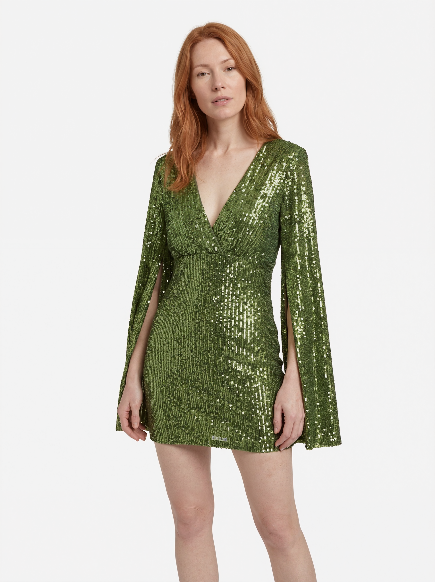 Slit Sleeve Sequin Mini Dress