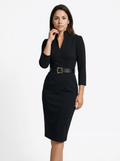 Belted Slim Fit Midi Dress