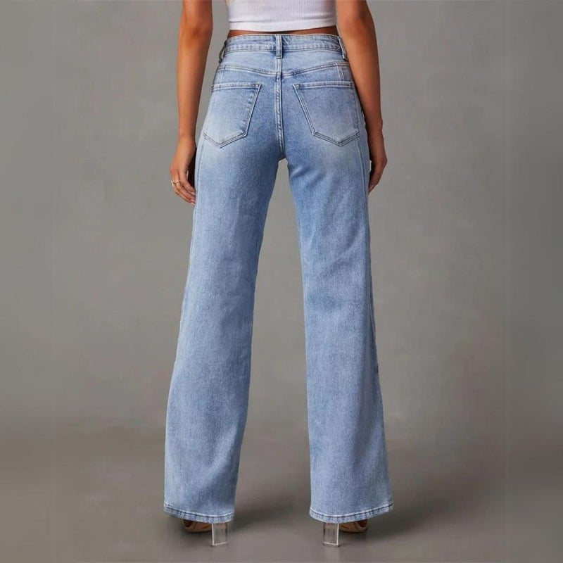 Wide Leg Denim Trousers
