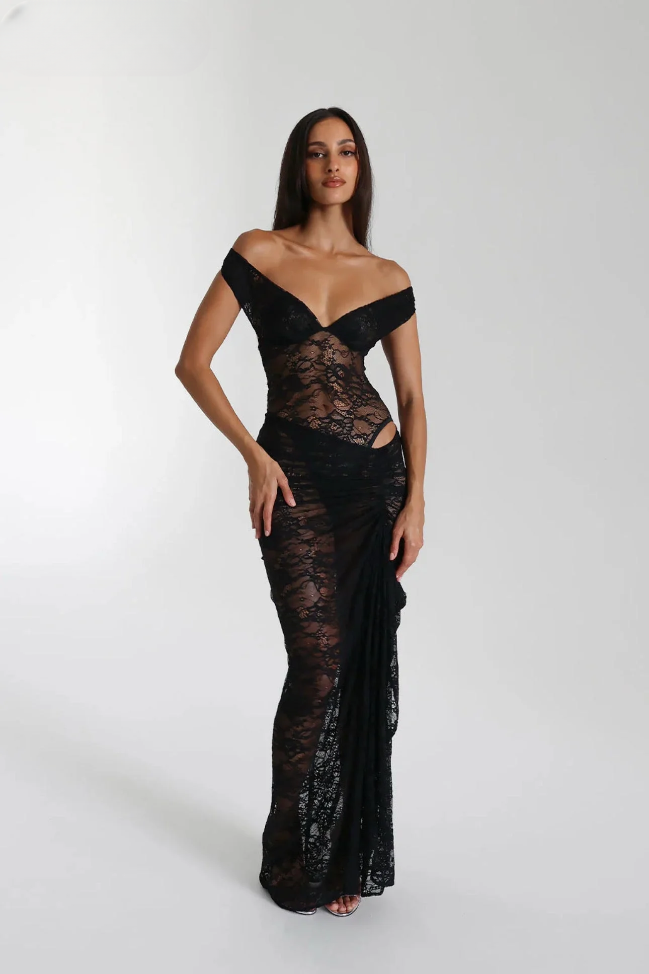 Sheer Lace Midi Dress