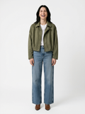 Green Faux Suede Cropped Jacket