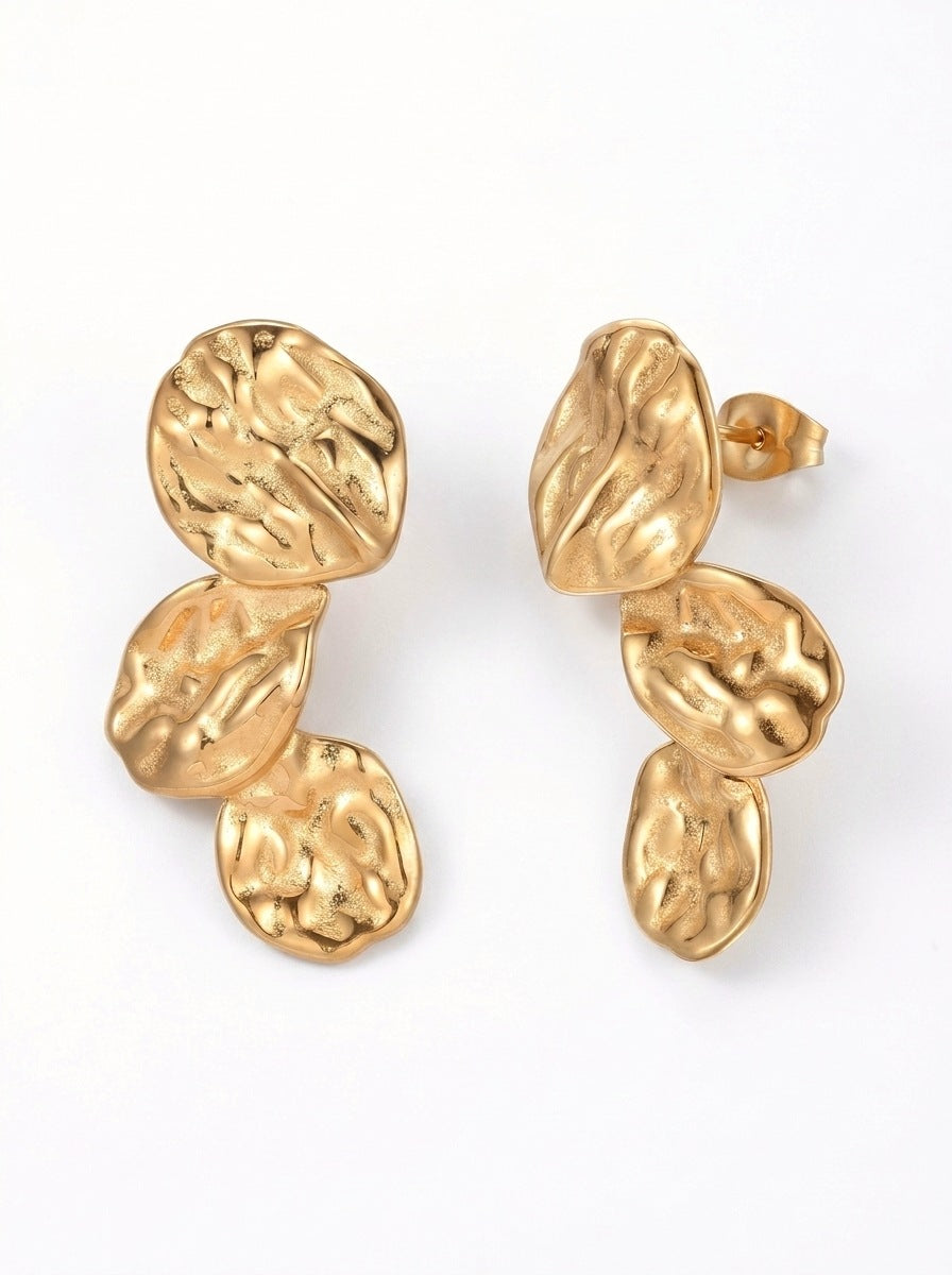 Hammered Gold Drop Earrings