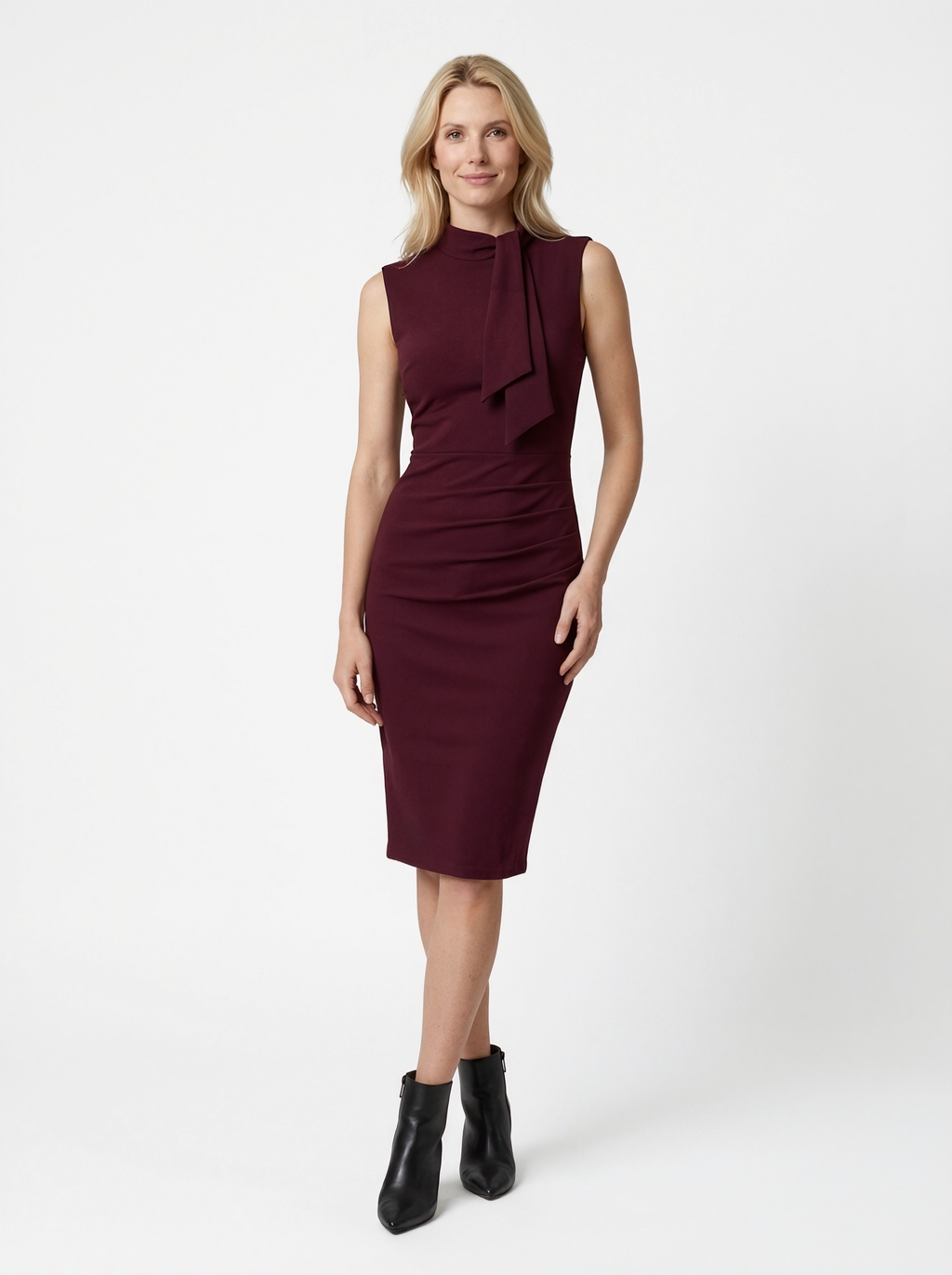 Mock Neck Midi Cocktail Dress